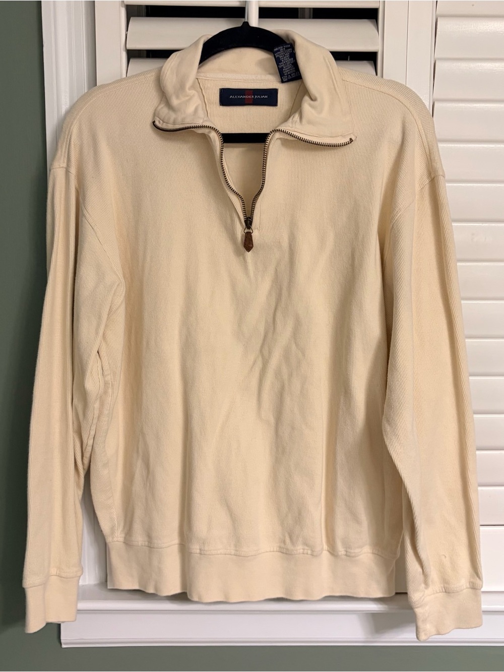 Alexander Julian Men's Light Cream Half-Zip Pullover Sweater